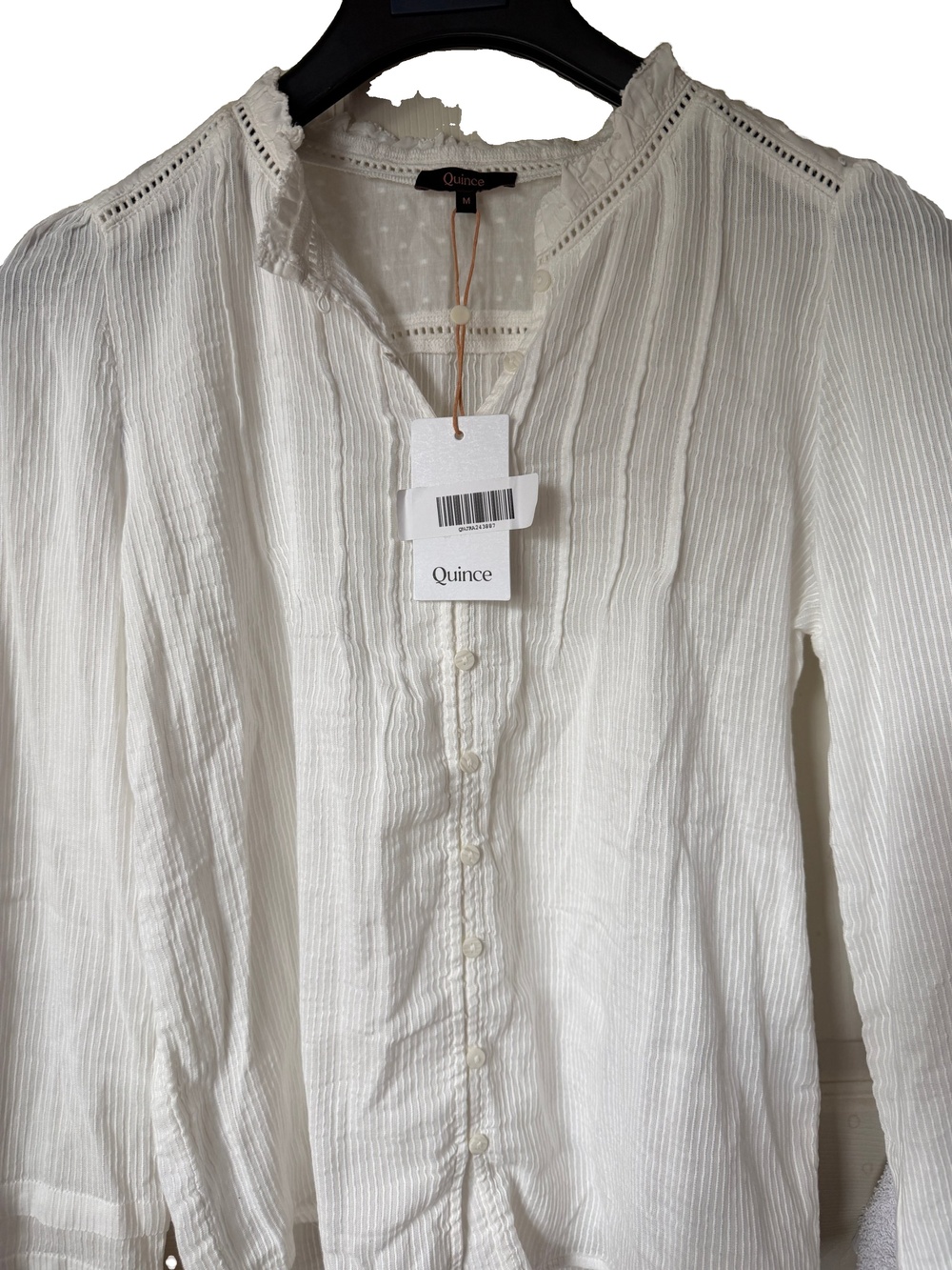 Quince - NWT Women's White Organic Cotton Peasant Blouse - Size Medium